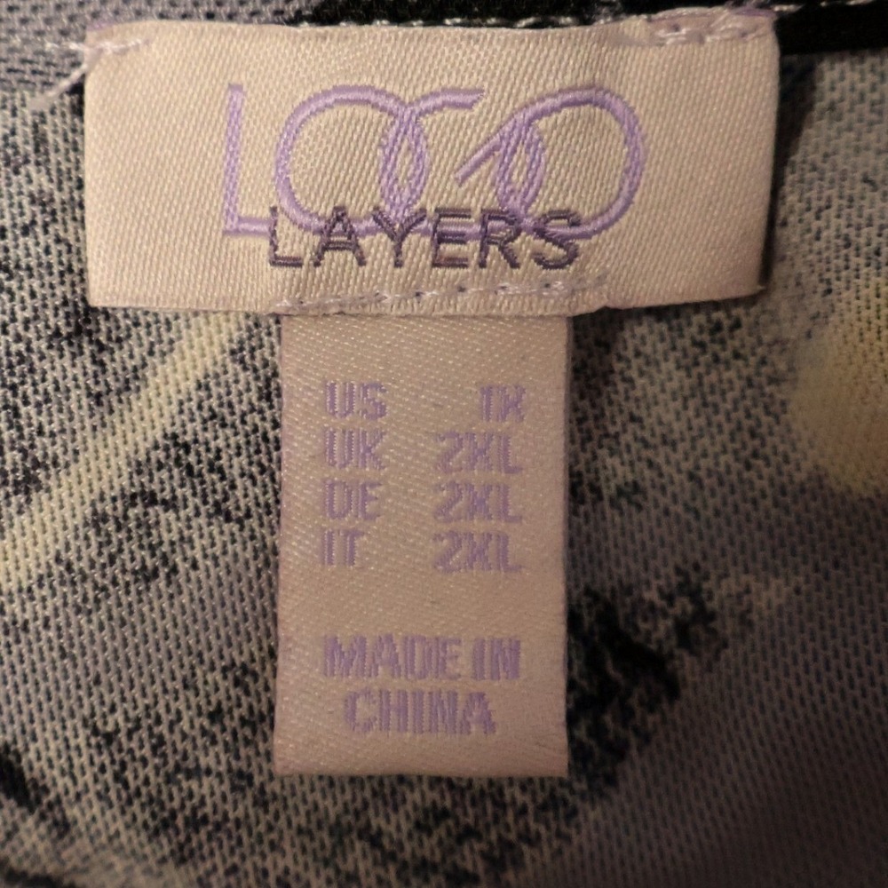 Logo Layers Abstract Print Mesh Tunic Top Womens Artsy Button Gray Plus‎ Size 1X - Picture 4 of 10